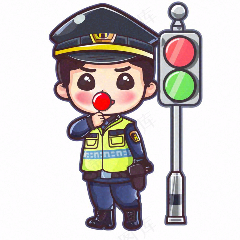 交警警察红绿灯公职劳动人物插画免抠(1024x1024)