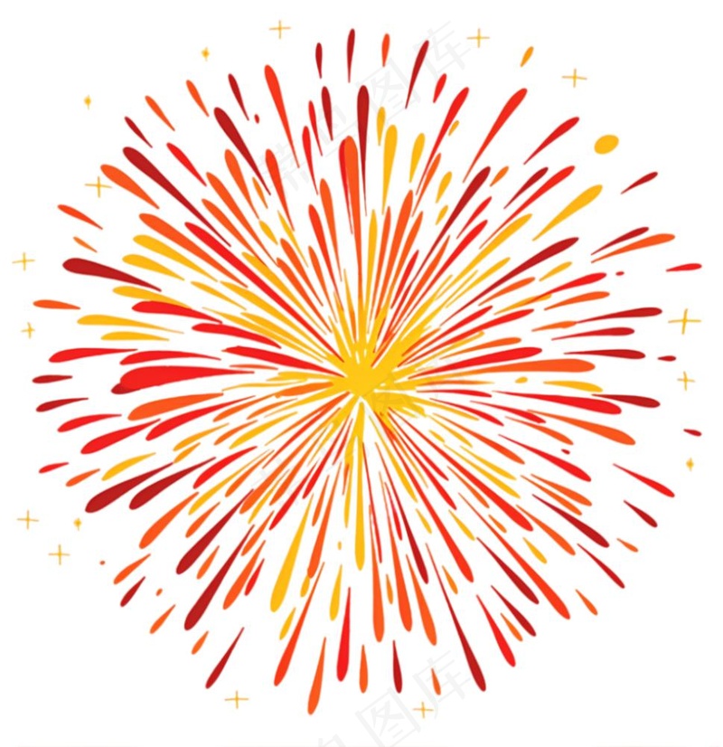 烟花绽放的烟花爆竹新年节日卡通插画免抠(1024x1056)