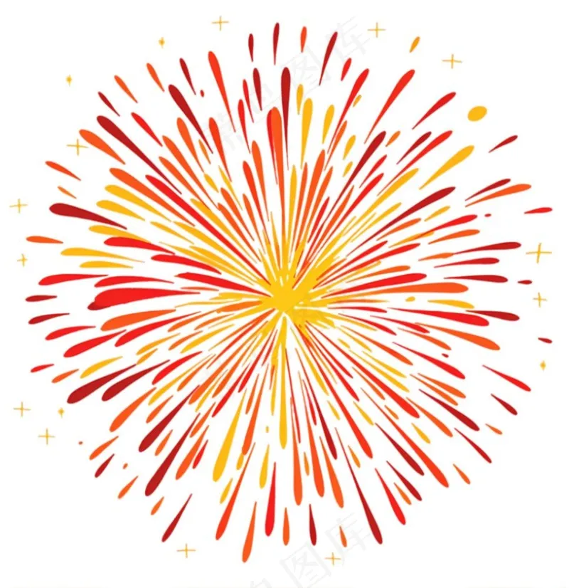 烟花绽放的烟花爆竹新年节日卡通插画免抠(1024x1056)