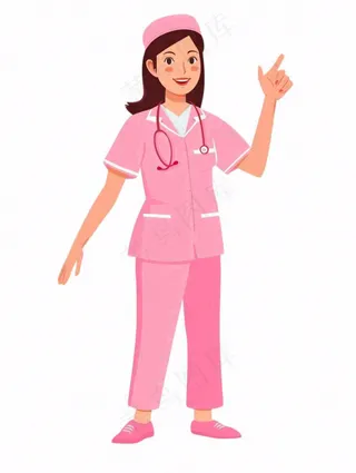 粉色护士服医生医疗人物卡通插画免抠