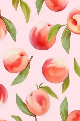 水蜜桃粉色可爱卡通插画壁纸