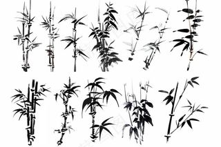 竹子竹林水墨画中国风元素插画免抠
