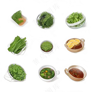 绿色手绘水果养生菜免抠素材107