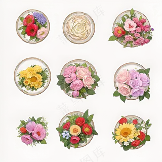 红色黄色粉色玫瑰花免抠素材145