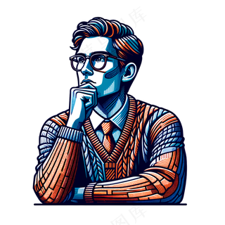 职场精英男士 漫画人物插画