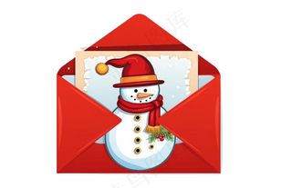 圣诞红色信封圣诞老人卡通插画免抠