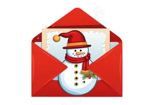 圣诞红色信封圣诞老人卡通插画免抠