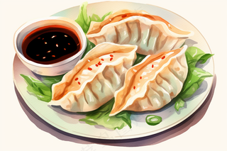 卡通立冬冬至美味饺子元素