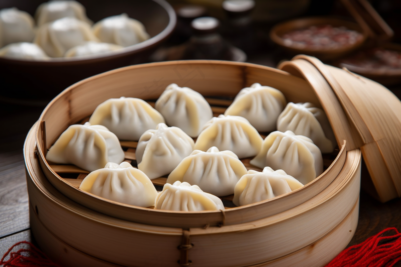 饺子包饺子新年团聚吃饺子美食摄影图