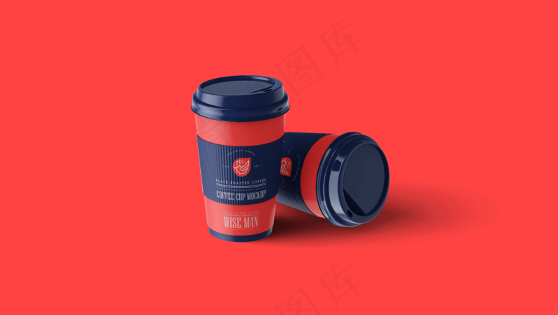 单色背景简约塑料咖啡杯样机18