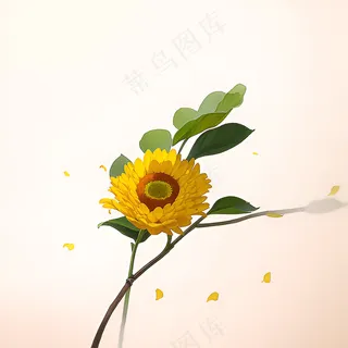 白色黄色手绘新中式风格花植物50