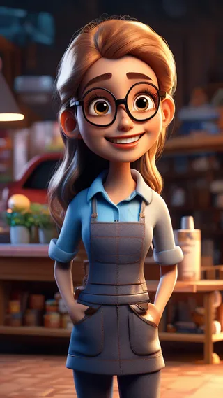 3D卡通人物售货员女性等距视图C4D3