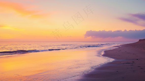 夏日落日海报沙滩晚霞摄影图