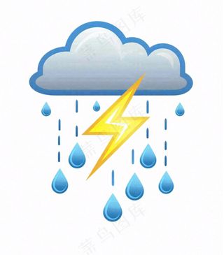 雷雨天气天气卡通插画免抠