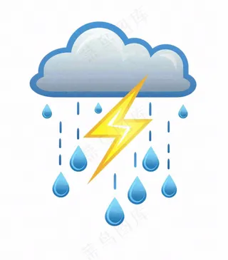 雷雨天气天气卡通插画免抠
