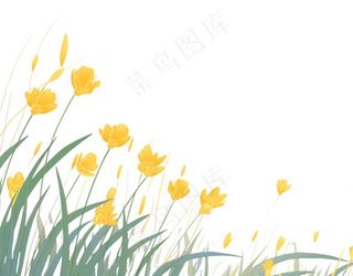 春天花丛草丛卡通插画免抠