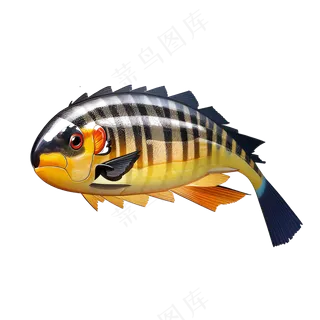 黄色卡通手绘鱼免抠素材7