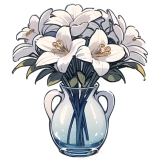 鲜花花瓶 素雅 手绘 免抠透明底 (2)