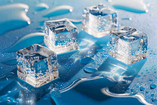 夏日清凉透明的冰块摄影图