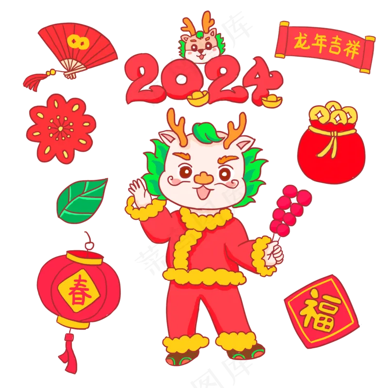 龙年国潮贴纸25psd 源文件 设计 免扣素材psd模版下载