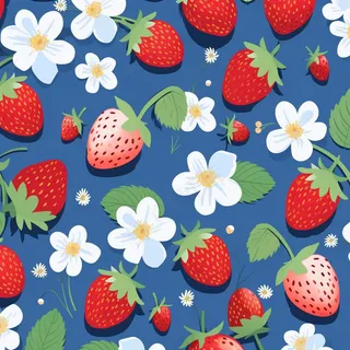 草莓花朵可爱卡通插图壁纸背景
