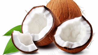 新鲜椰子裂开的椰子椰果摄影图