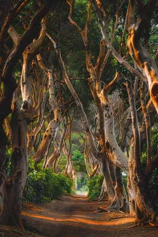 大树下林荫大道泥巴路摄影图