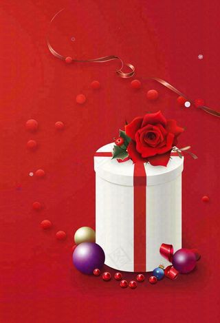 红色背景下的玫瑰花礼盒礼物惊喜情人节七夕背景