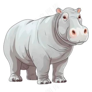 免抠灰色卡通的大犀牛