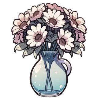 鲜花花瓶 素雅 手绘 免抠透明底 (3)