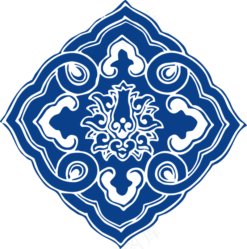 古代青花瓷图案花纹中国风图案祥云纹理传统图腾PNG免扣素材