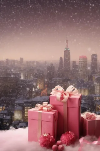 夜晚深夜雪地礼物意境背景