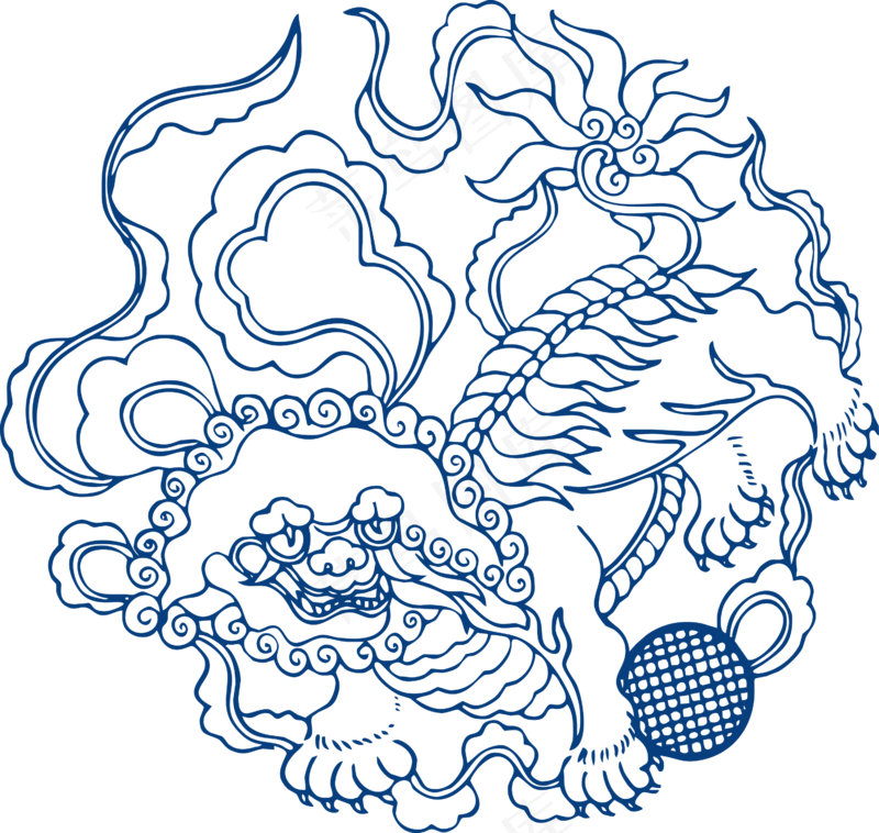 古代青花瓷图案花纹中国风图案祥云纹理传统图腾矢量AI设计免扣素材