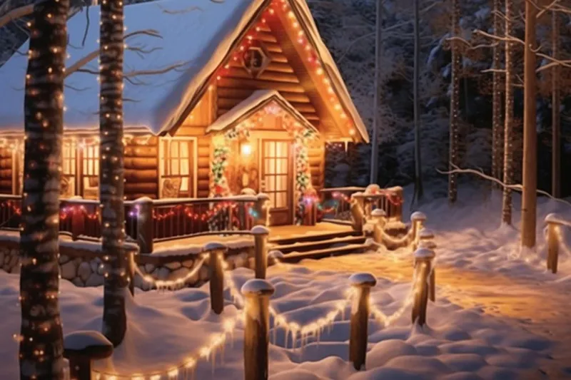 童话故事意境雪屋背景(1344x896)