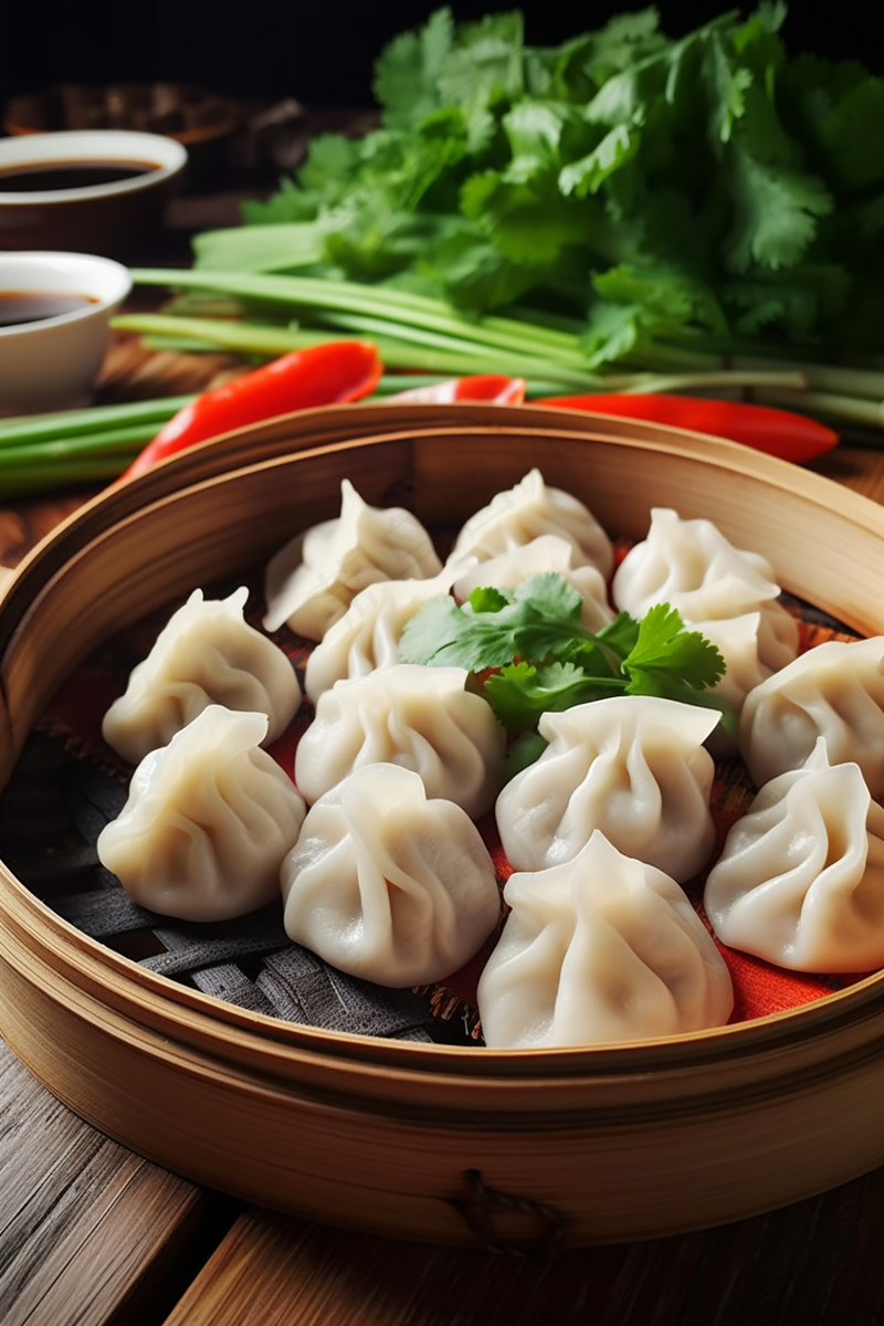 饺子蒸饺中国传统节日新年摄影图