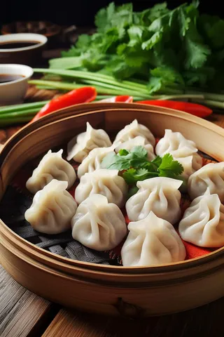 饺子蒸饺中国传统节日新年摄影图