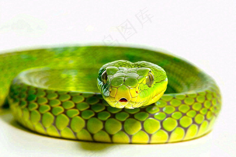 蛇在白色背景爬行动物摄影图