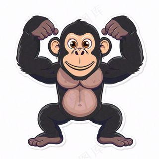 大猩猩猴子动物卡通插画免抠