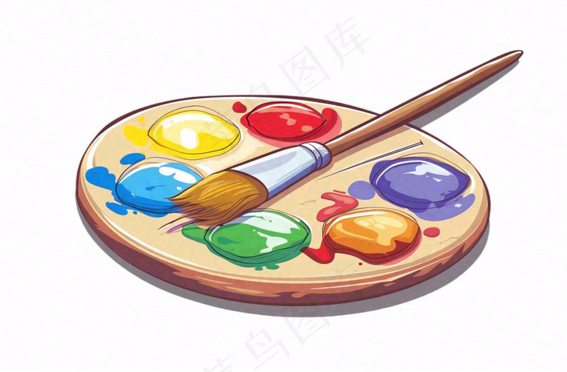调色盘美术画画卡通插画免抠(1360x896)