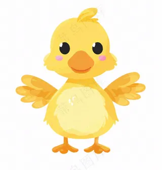 小黄鸭鸭子展翅动物牲畜卡通插画免抠