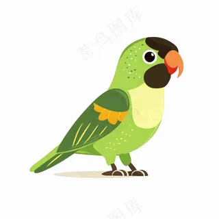 绿色鹦鹉鸟动物卡通插画免抠