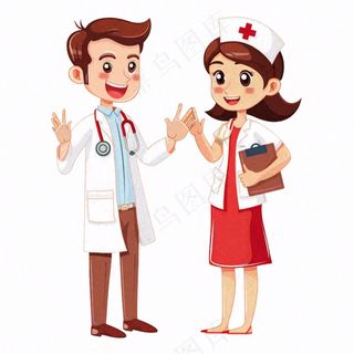 医生护士医疗医务工作者人物插画免抠