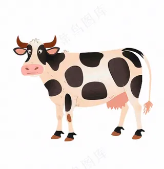 奶牛十二生肖动物卡通插画免抠