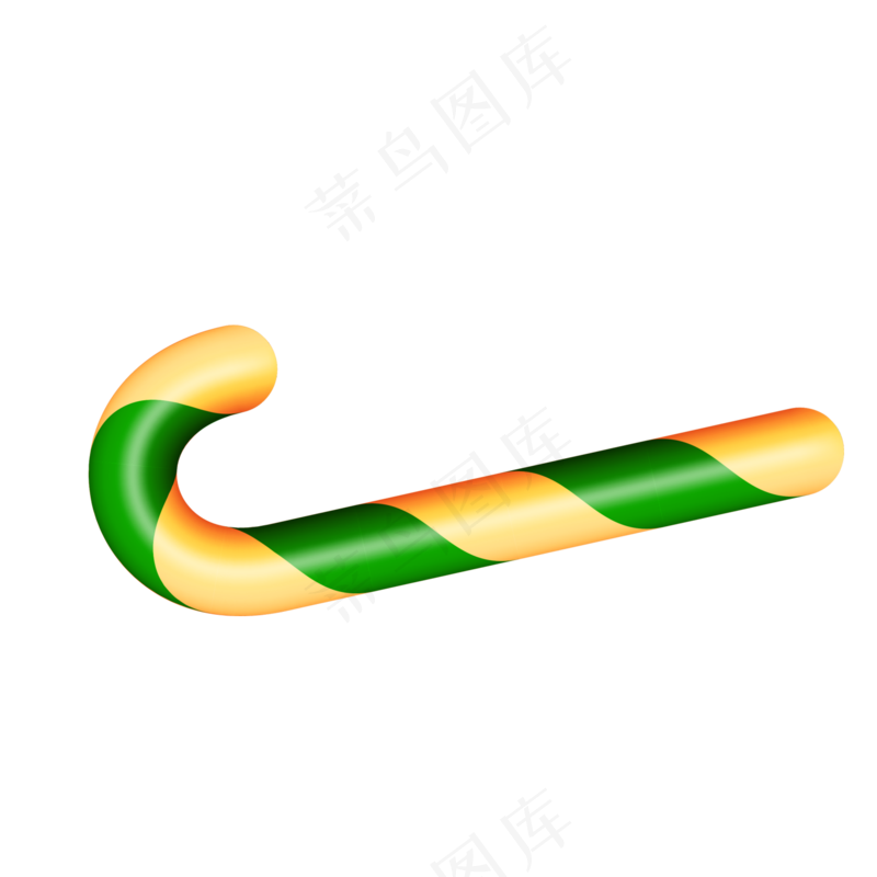 免扣绿色条纹拐杖糖果