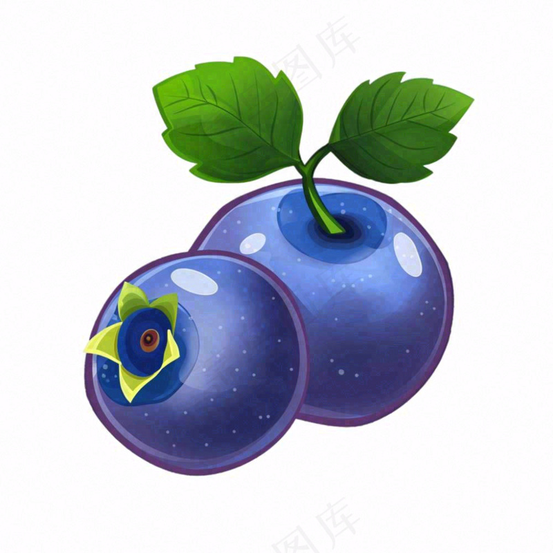 蓝莓水果卡通插画免抠(1024x1024)