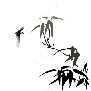 中国风水墨竹子图片古风竹叶竹林水彩手绘插画PNG免扣设计