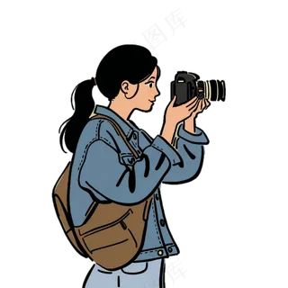 拍照女生 女摄影师 免抠透明底 (2)