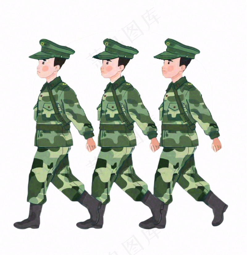 军人迷彩服士兵卡通插画免抠(1024x1056)