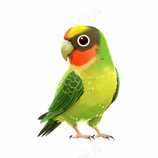 绿色鹦鹉鸟动物卡通插画免抠