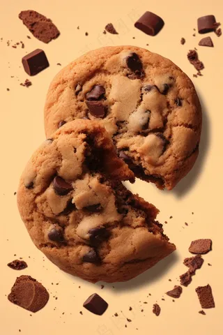 巧克力曲奇饼开美味的甜点摄影图